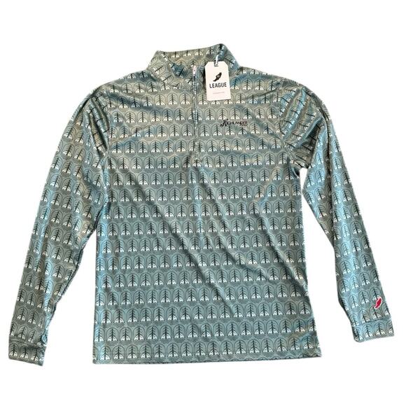 Highlander Beer x League 91 Eco Quarter Zip Pullover Green Tree Print Shirt M - Picture 1 of 10